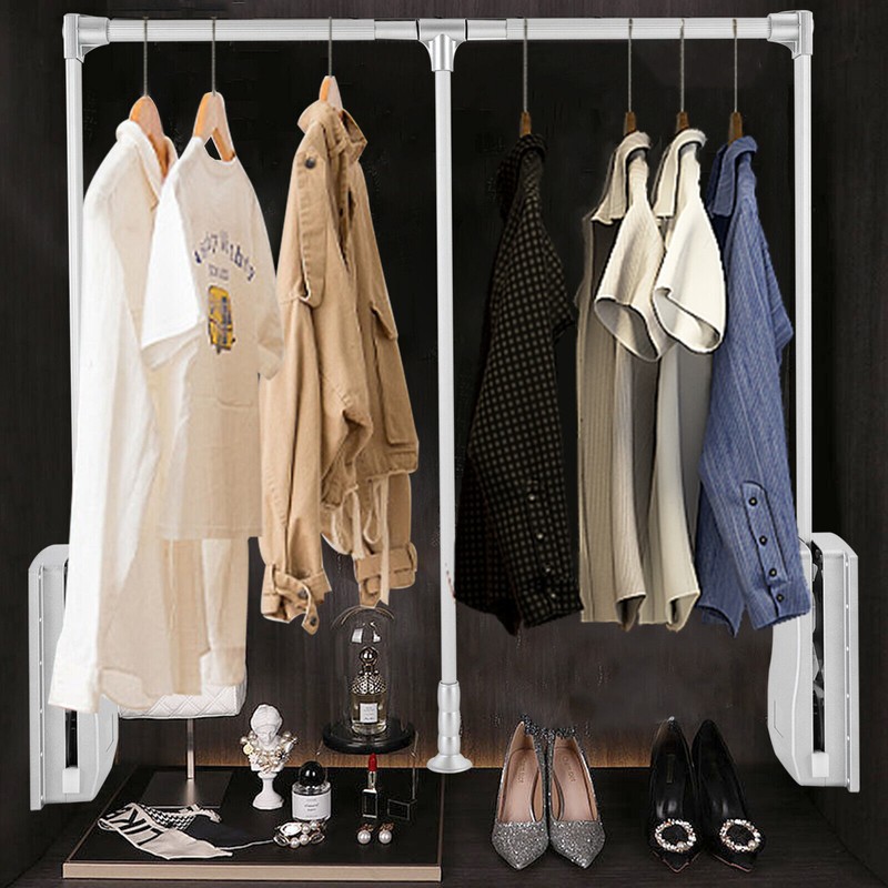 Pull Down Adjustable Side Mounted Closet Rod Clothes Hanging Rod 10 Kg/ 22lbs gallery