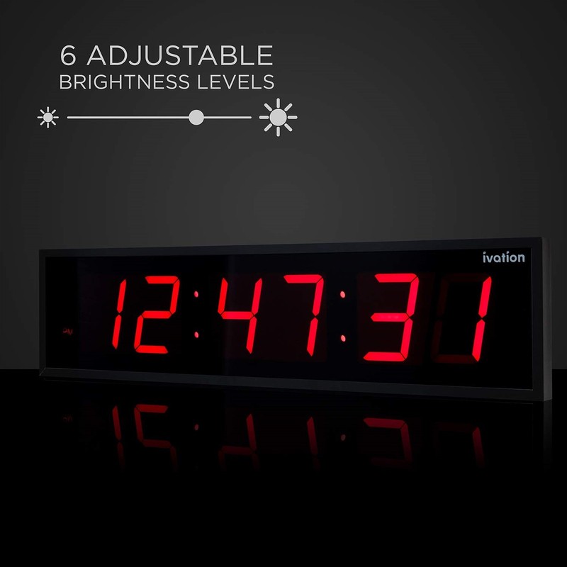 Ivation 30" Large Digital Clock, 6-Level Brightness, LED Wall Clock, Red gallery