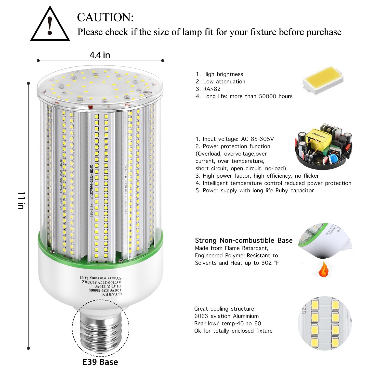 GTAREN 100W LED Corn Cob Light Bulb,Replace for 400 Watt Metal Halide HPS CFL... gallery