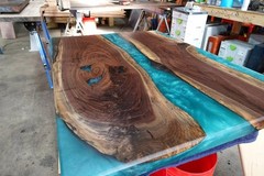 Live Edge Walnut Epoxy River Table top | Solid Wood Handmade Luxury Tabletop