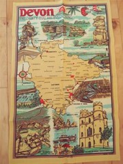 CAUSEWAY COTTON TEA KITCHEN TOWEL DEVON ENGLAND UK MAP OF COUNTY SIGHTS