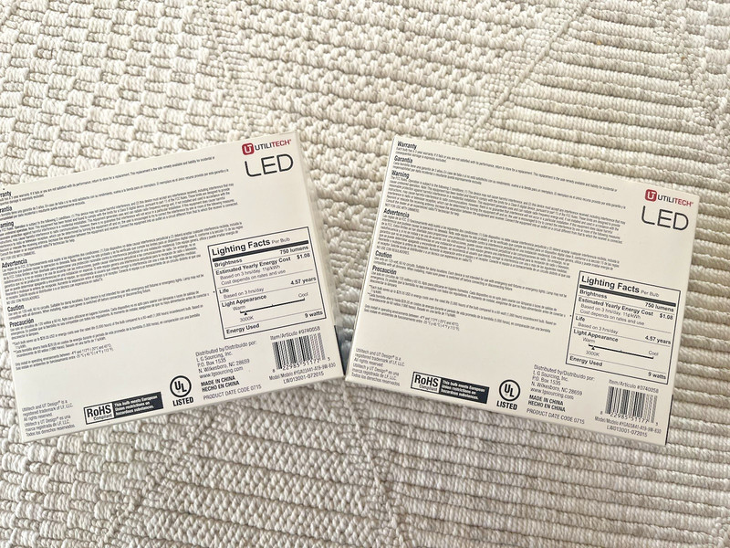 (12PK) Utilitech A19 LED Light Bulb -8W (60W EQ) -Soft White 750lm -Non Dim-NEW gallery