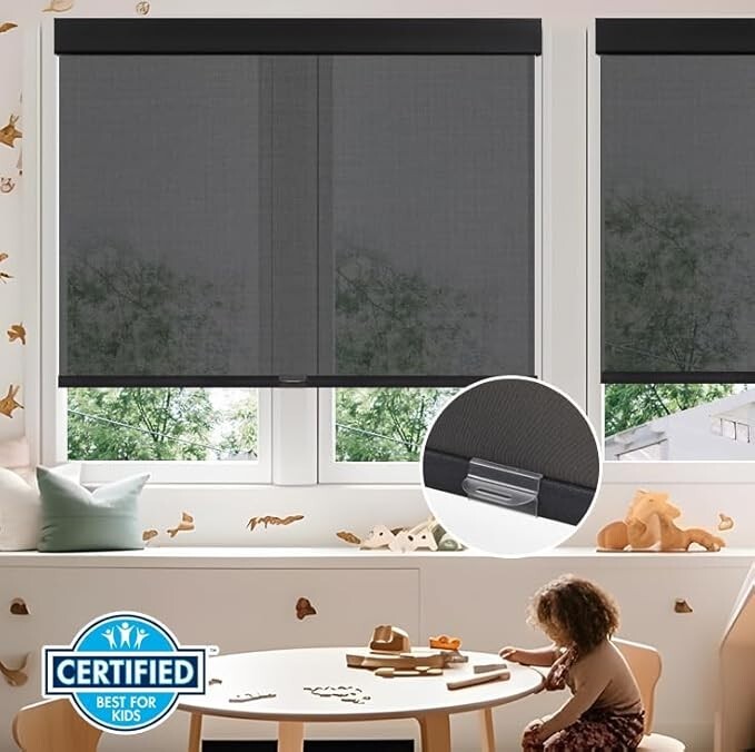 Clearance Black Customized 5% Openness Free-Stop UV Protection Solar Shades gallery