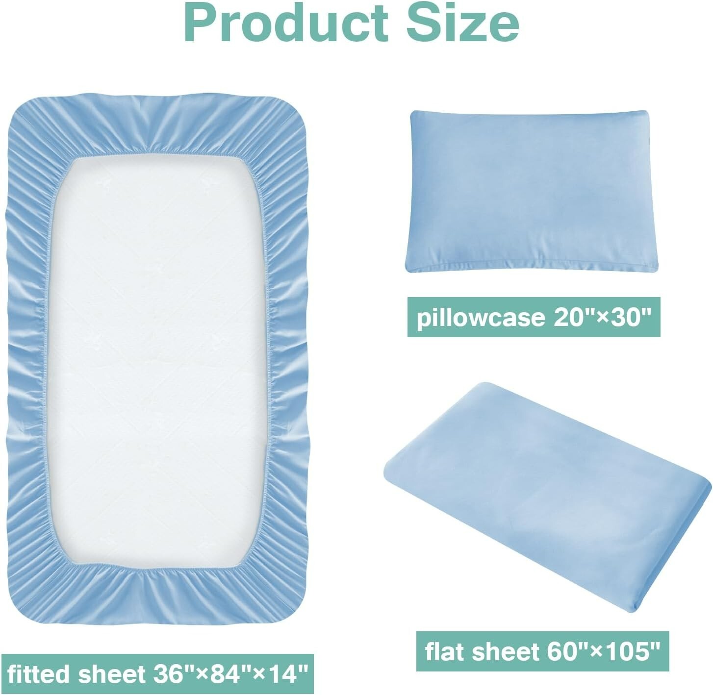 6 Piece Hospital Bed Sheets Set Fitted for Home Use & Hospital Use 36"×84"×14" gallery