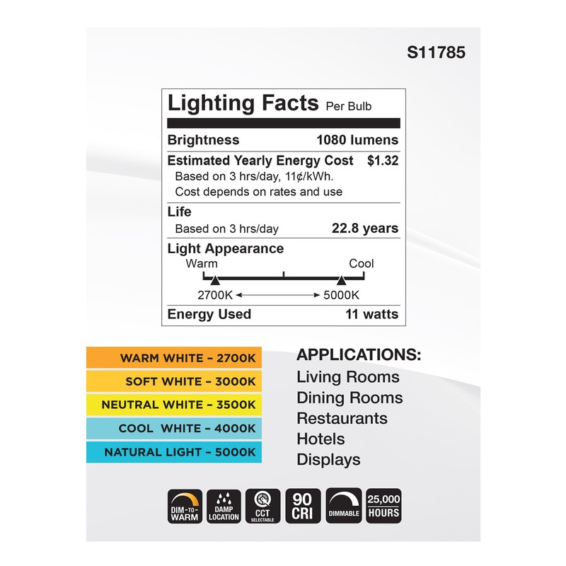12 Pack LED 11W =80W BR40 Medium E26 CCT 2700K 3000K 3500K 4000K 5000K Warm Cool gallery