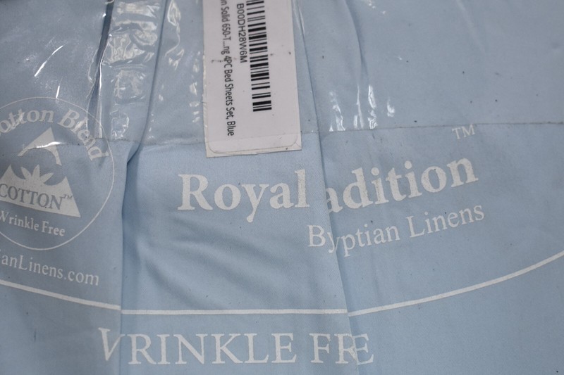 Royal Tradition Solid 650 Thread Count Cotton Blend King 4 Piece Bed Sheets Blue gallery