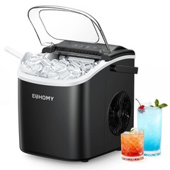 EUHOMY Countertop Ice Maker Machine with Handle 26lbs in 24Hrs 9 Ice Cubes Ready