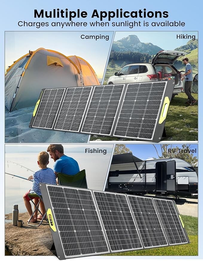 GreenMagic 200W Foldable Portable Solar Panel for solar generator gallery