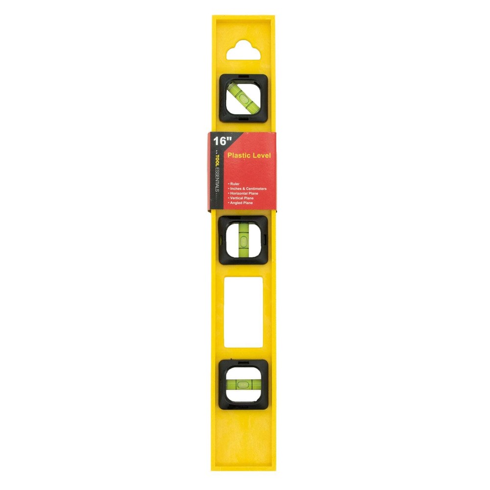 Tool Essentials 16" 3-Vial Level Plastic Frame in Yellow