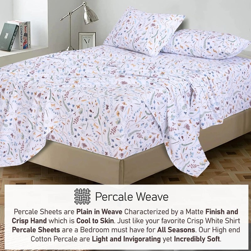 100% Cotton Sheets - Crispy Cooling Percale Sheets for Full Size Bed, Breathable gallery