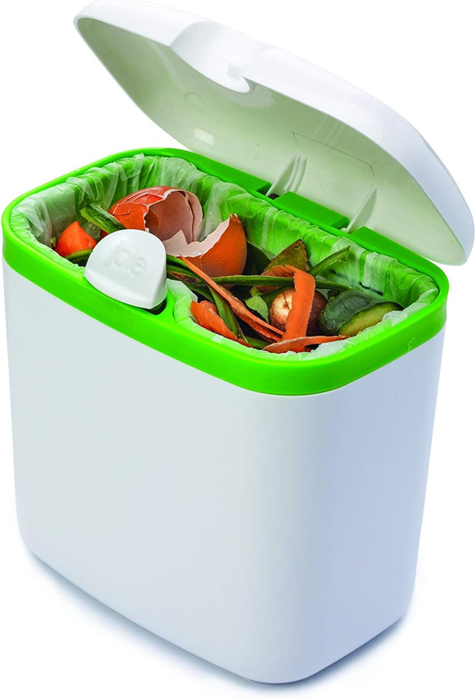 Joie Countertop Compost Bin, Indoor Compost Bins, White, Plastic