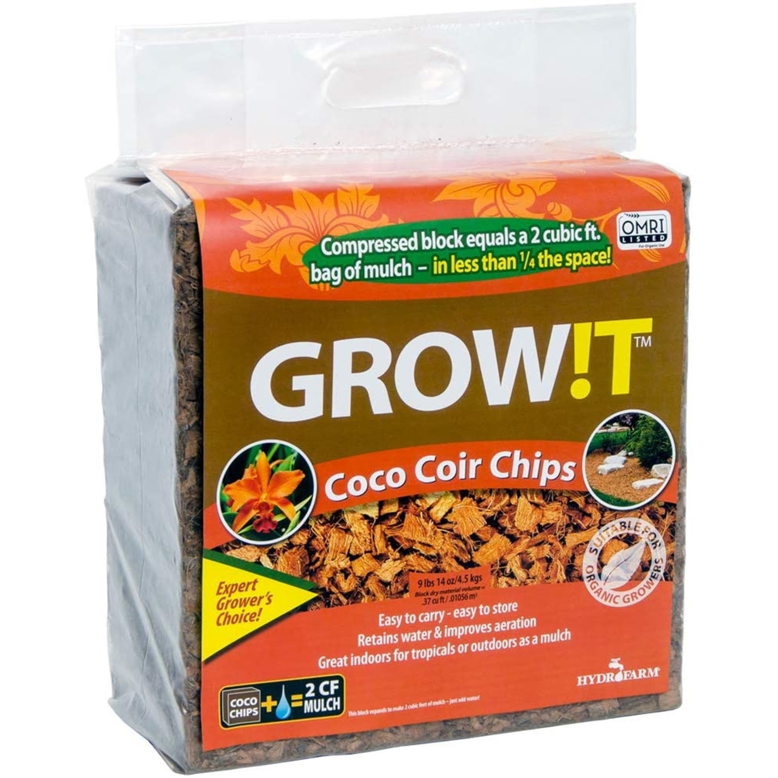 Hydrofarm (#JSCC2) Organic Coco Coir Planting Chips, Block - 9lb, 15oz gallery