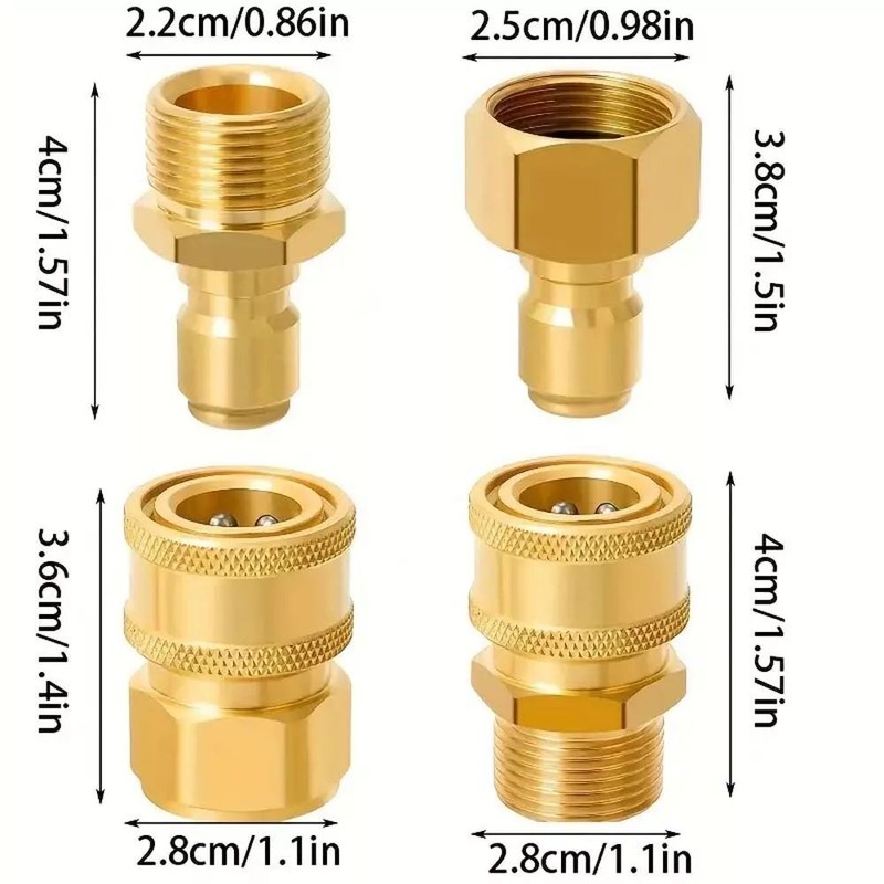4x Pressure Washer Adapters Set Quick Disconnect Kit M22 Swivel to 3/8'' Connect gallery