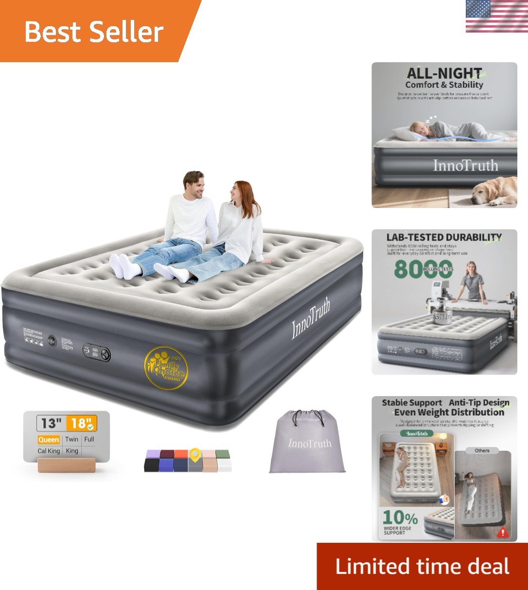 Queen Air Mattress with Built-in Pump Inflatable Bed Foldable Waterproof Bed gallery