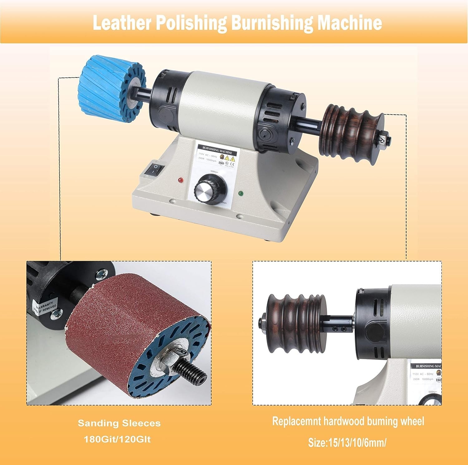 Leather Burnishing Machine Edge Grinding Polisher 8000RPM 110V Tool gallery