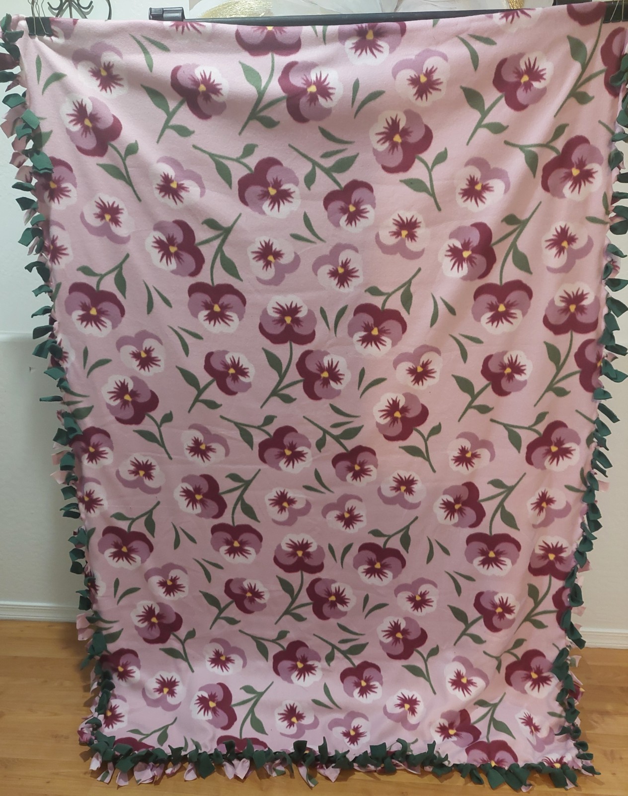Blanket Wine & White Flowers Double-Sided Fleece #7 (48in W X 72in L) gallery