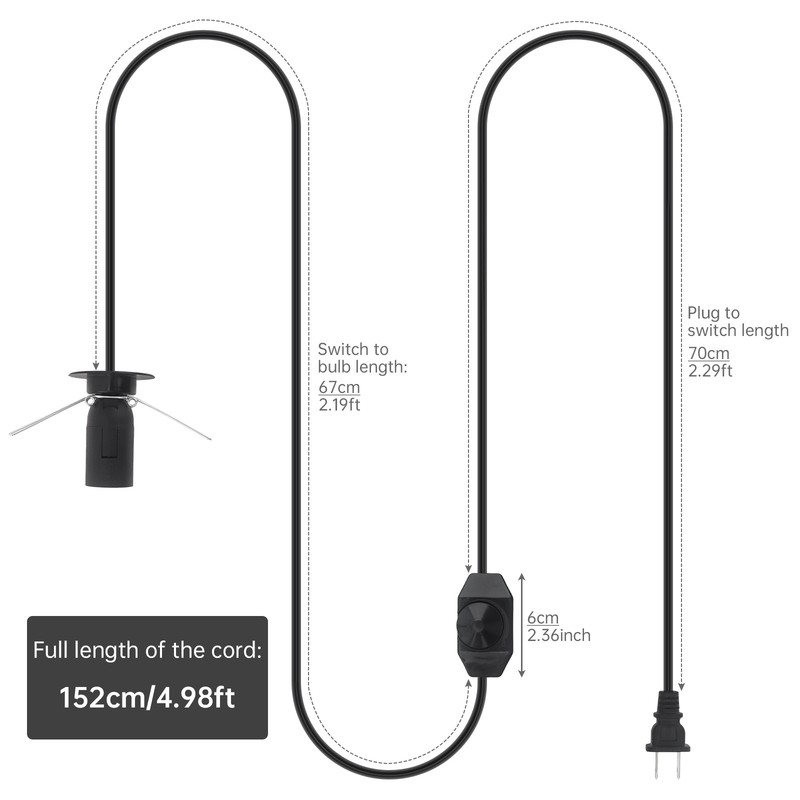 6FT Himalayan Salt Lamps Wire Replacement Cord with Dimmer Switch for E12 Socket gallery