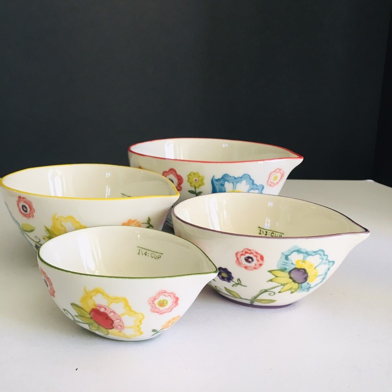 Pier 1 Stacking Ceramic Measuring Cups and Spoons Full Set 8 Pieces gallery