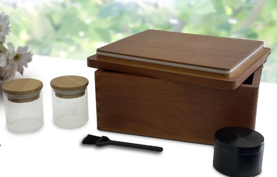 Airtight Stash Box with Tray - Rubber Seals - Large Wooden Box with gallery