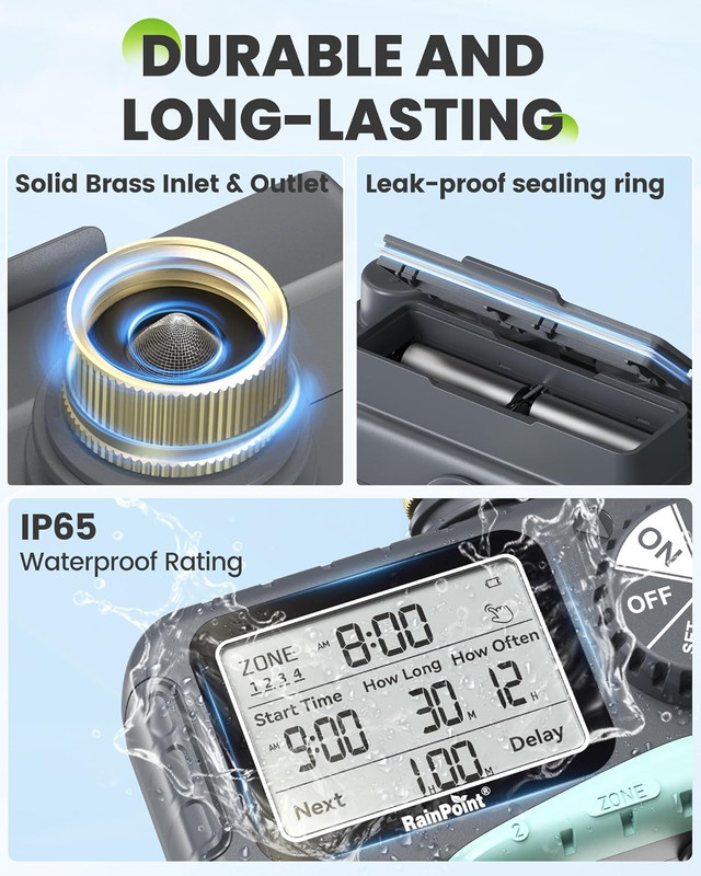 Sprinkler Timer 4 Zone, Water Timer for Programmable, for Soaker Hose with Rain gallery