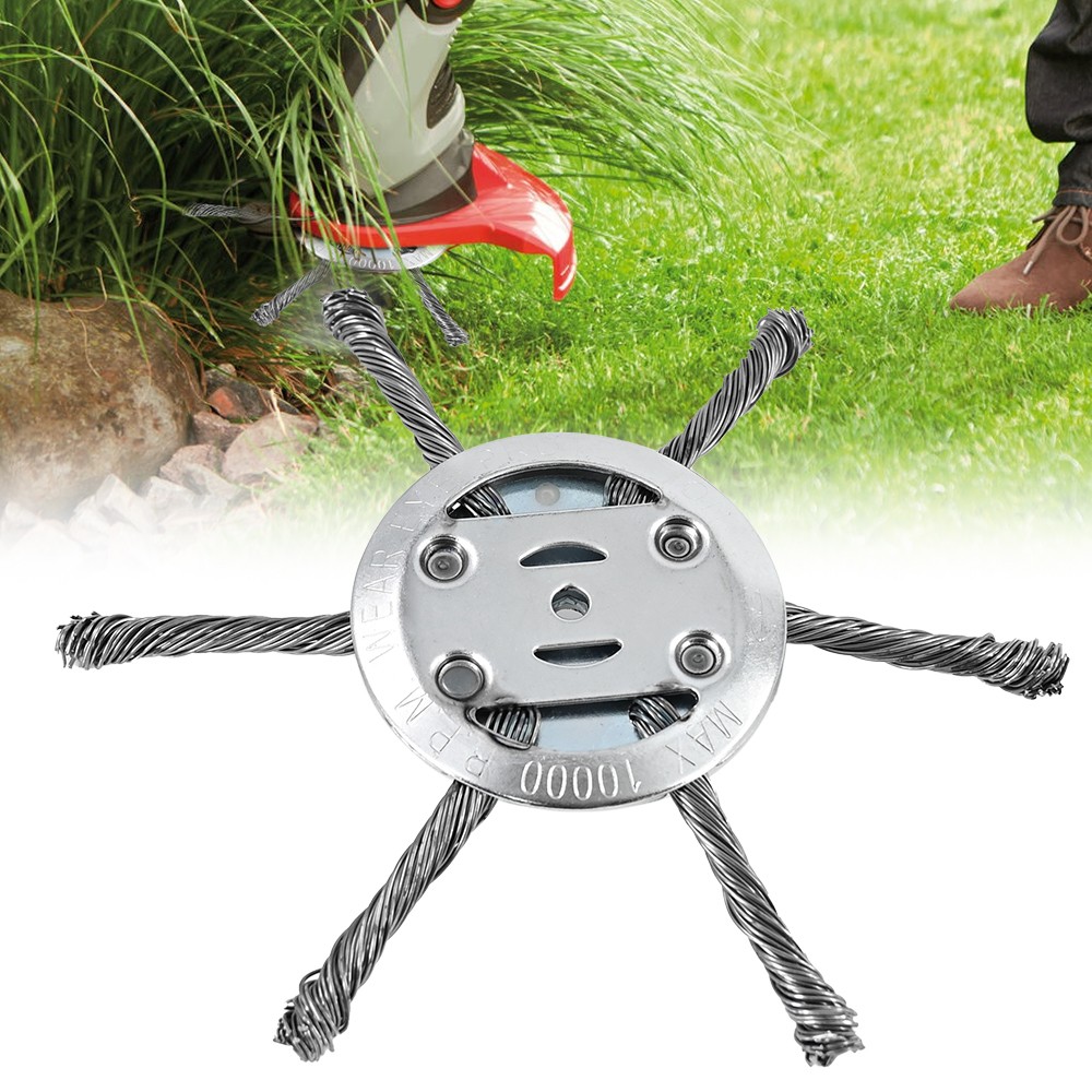 Universal Trimmer Head Grass Tools Steel Wire Wheel Garden Weed Brush Lawn Mower gallery
