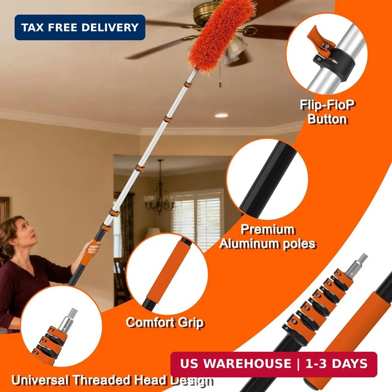 30FT Reach Duster Kit, Window Cleaning with 5-24FT Telescoping Extension Pole, H gallery