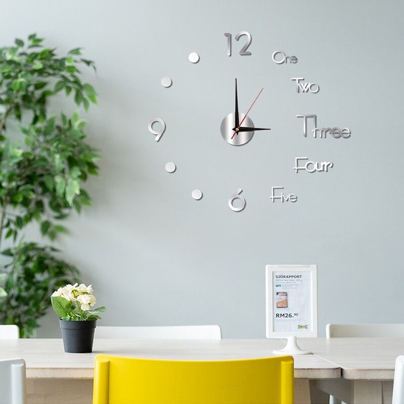 3D DIY Large Wall Clock Mirror Surface Modern Sticker Office Home Shop Art Decor gallery