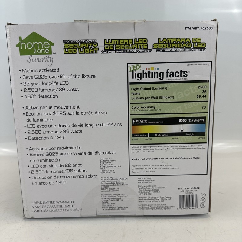 Home Zone Security Light Motion Activated LED 2500 Lumens 180° Detection 962680 gallery