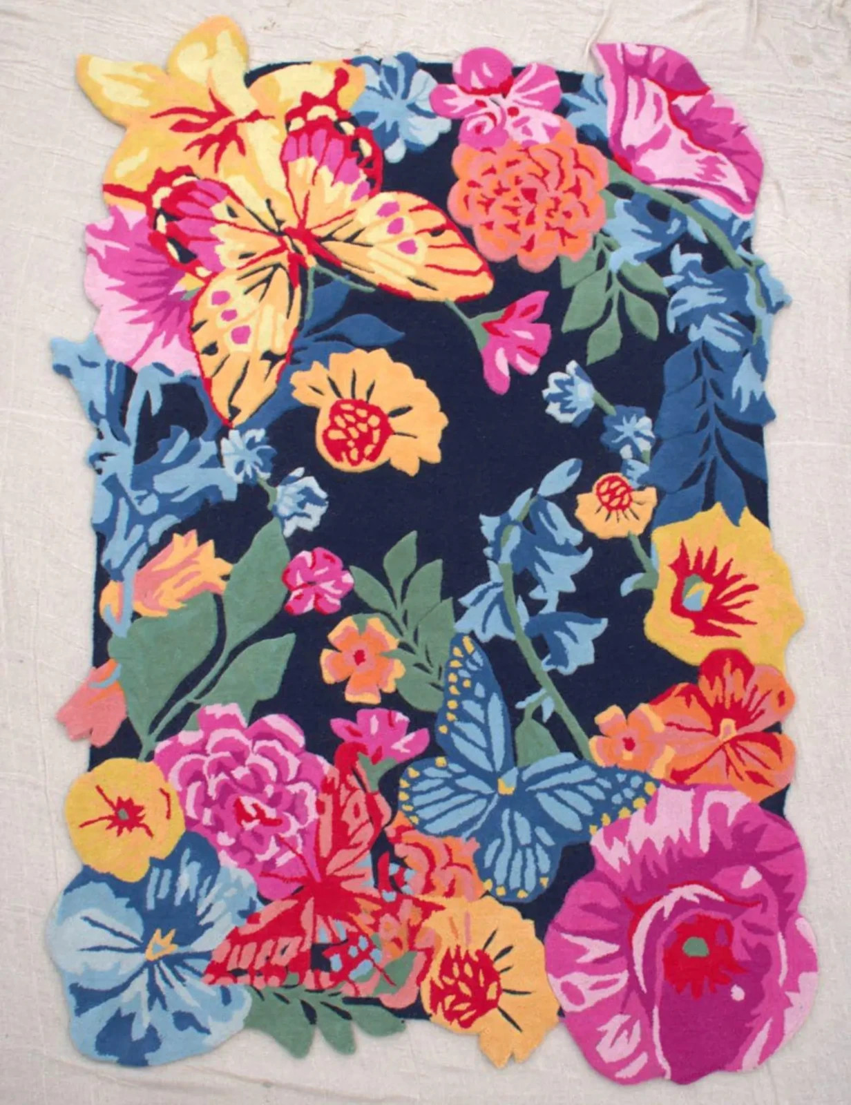 Floral Art Rug | Hand Tufted Wool Carpet | Colorful Botanical Living Room Decor gallery