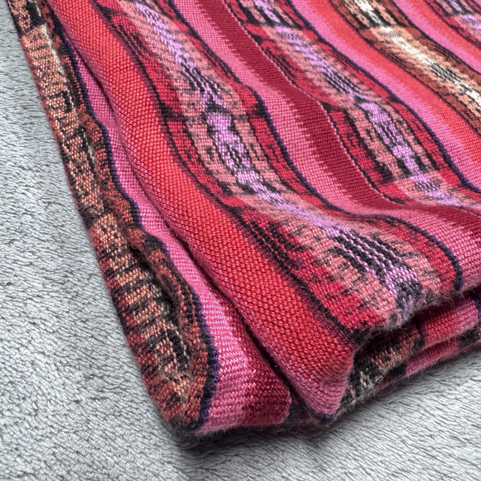 Guatemalan Hand Woven Table Runner Pink Red Stripe Textile Boho Folk Art 80x33 gallery