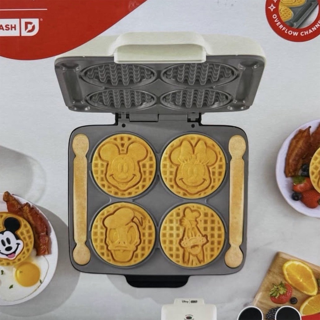 DASH Disney Mickey Mouse No-Drip Ceramic Nonstick Waffle Maker White 1200W gallery