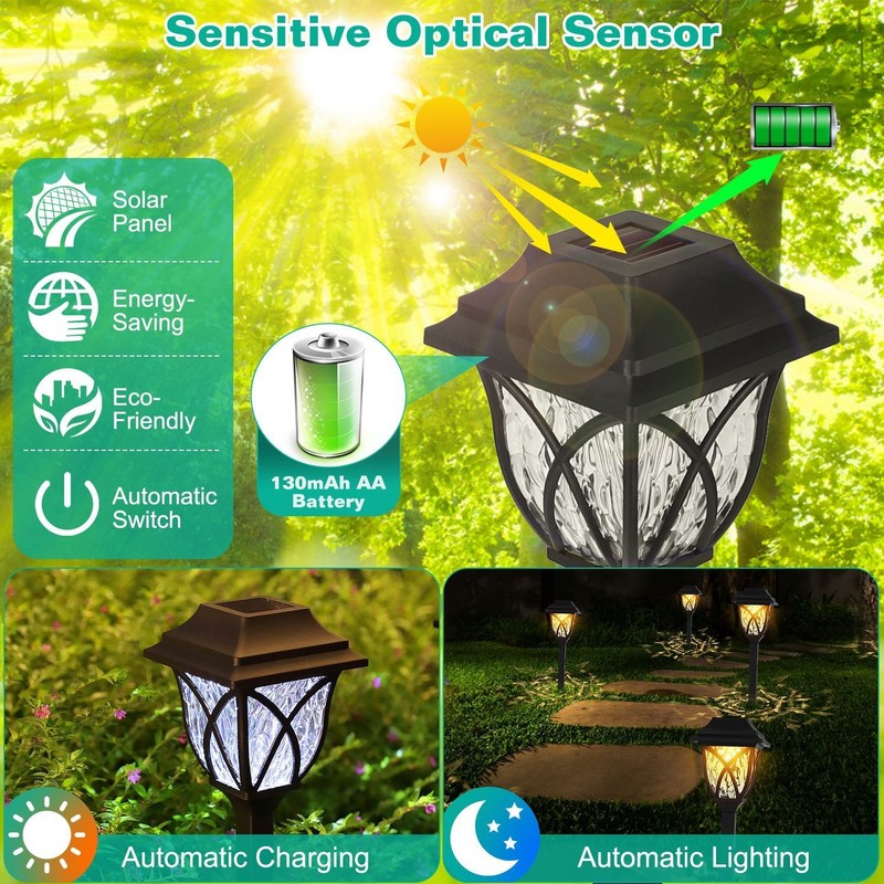 6Pack Solar Powered Stake Light Outdoor Decorative Landscape Lamp IP45 Waterproo gallery