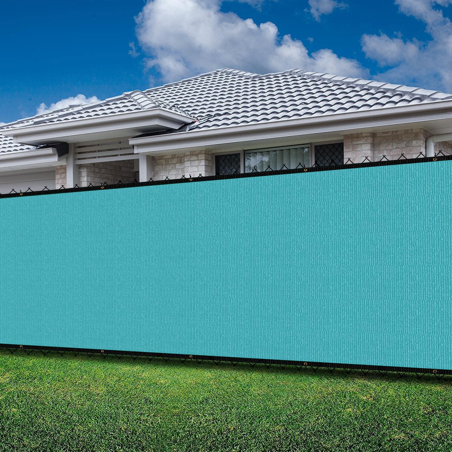 4ft Turquoise Privacy Fence Screen Windscreen 180GSM Anti-UV Cover for Yard Deck gallery