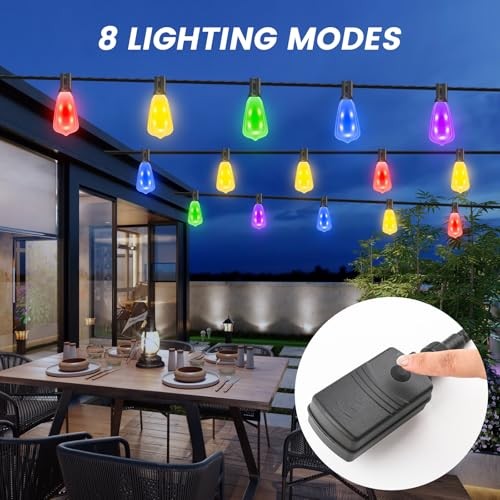 35FT Outdoor String Lights: Dimmable, RGB Color-Changing Patio Plug ST38 35FT gallery