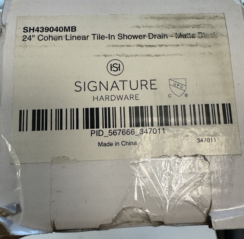 Signature Hardware 24" Cohen Linear Tile-In Shower Drain-MATTE BLACK (No Flange) gallery