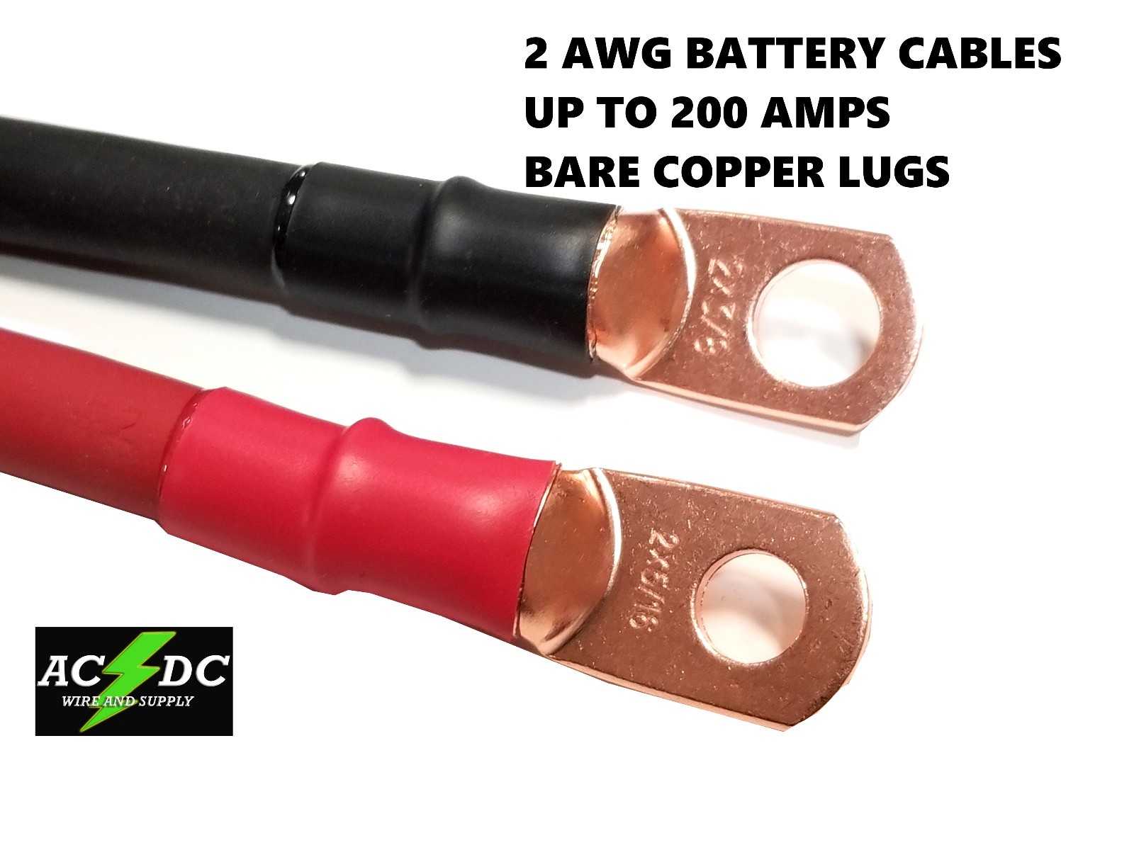 2 Gauge Copper Battery Cables Power Wire Car, Carts. Truck, Inverter, RV, Solar gallery