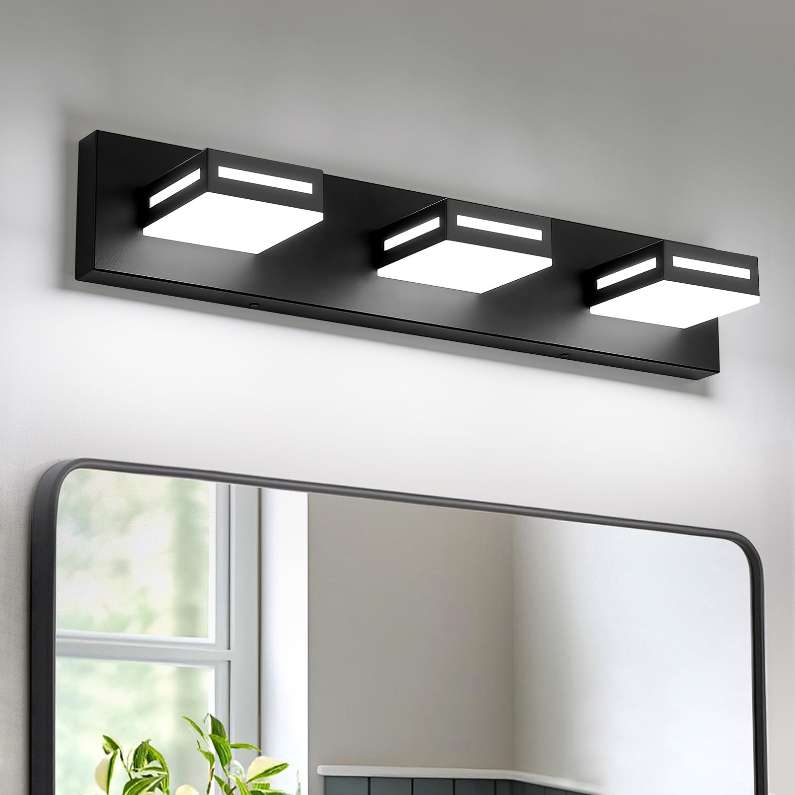24-Inch 3-Light LED Modern Black Bathroom Vanity Light Fixtures Over Mirror, ... gallery