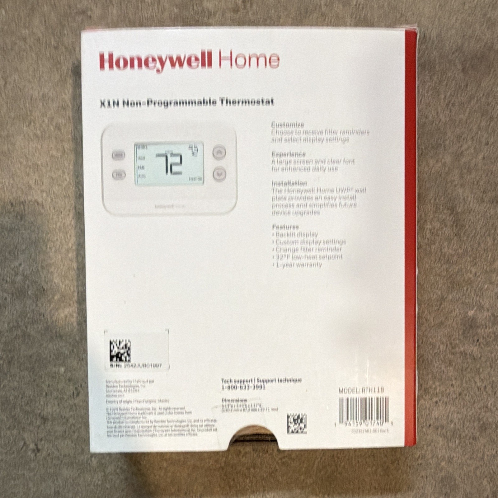 Honeywell Home X1N RTH11B Non-Programmable Thermostat 1H/1C Digital Filter gallery