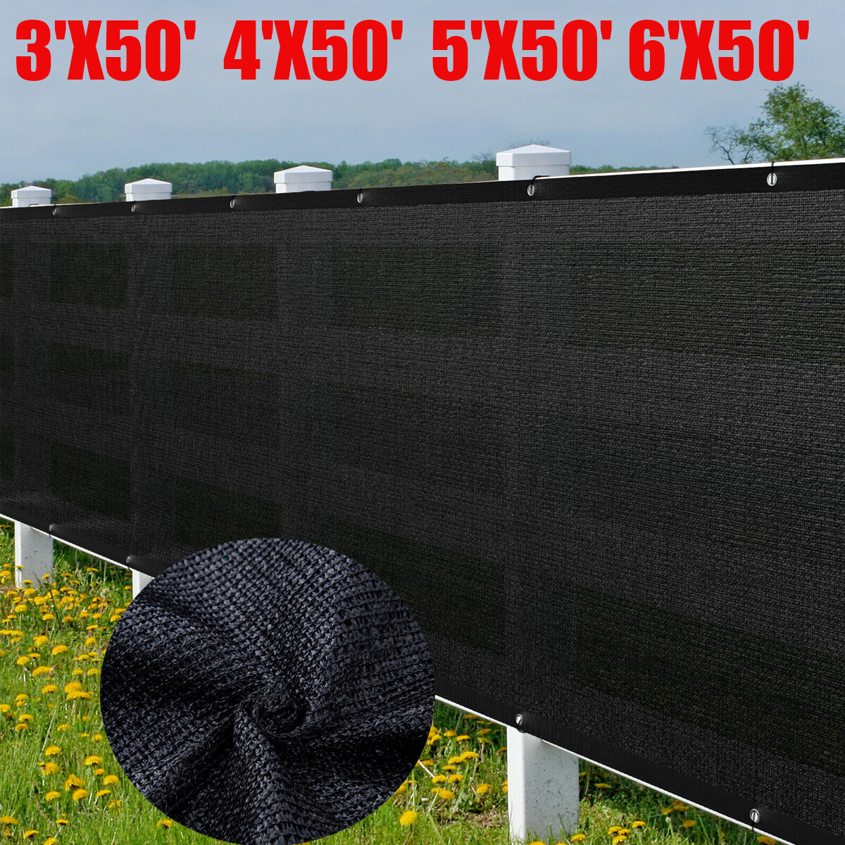 4' 5' 6'x50' Windscreen Privacy Fence Screen Shade Cover Fabric Mesh Garden Tarp gallery