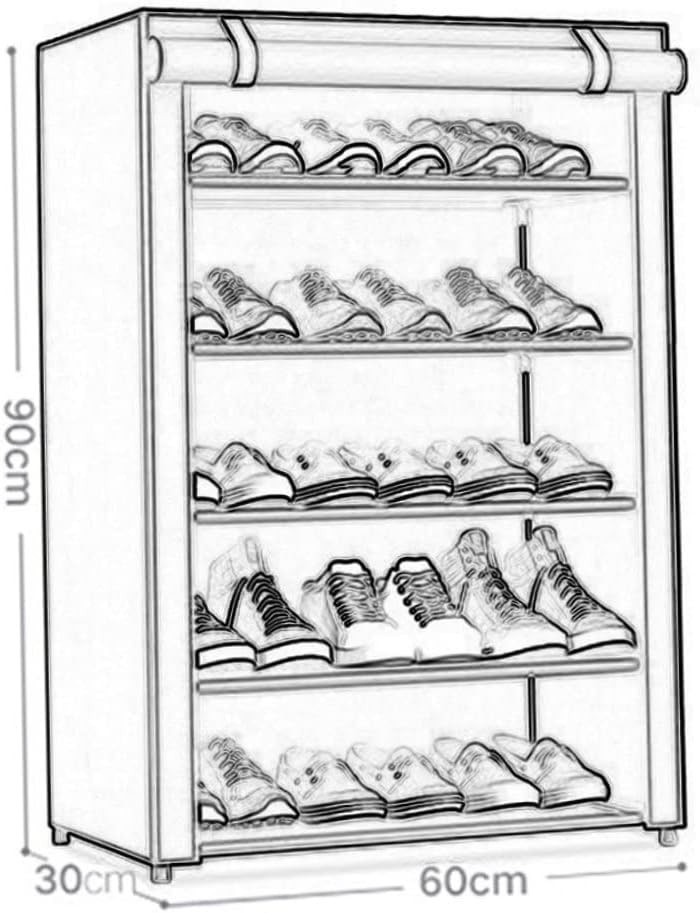 6 Tier Shoe Rack with Dustproof Cover Simple Shoe Rack Non-Woven Shoe （black） gallery