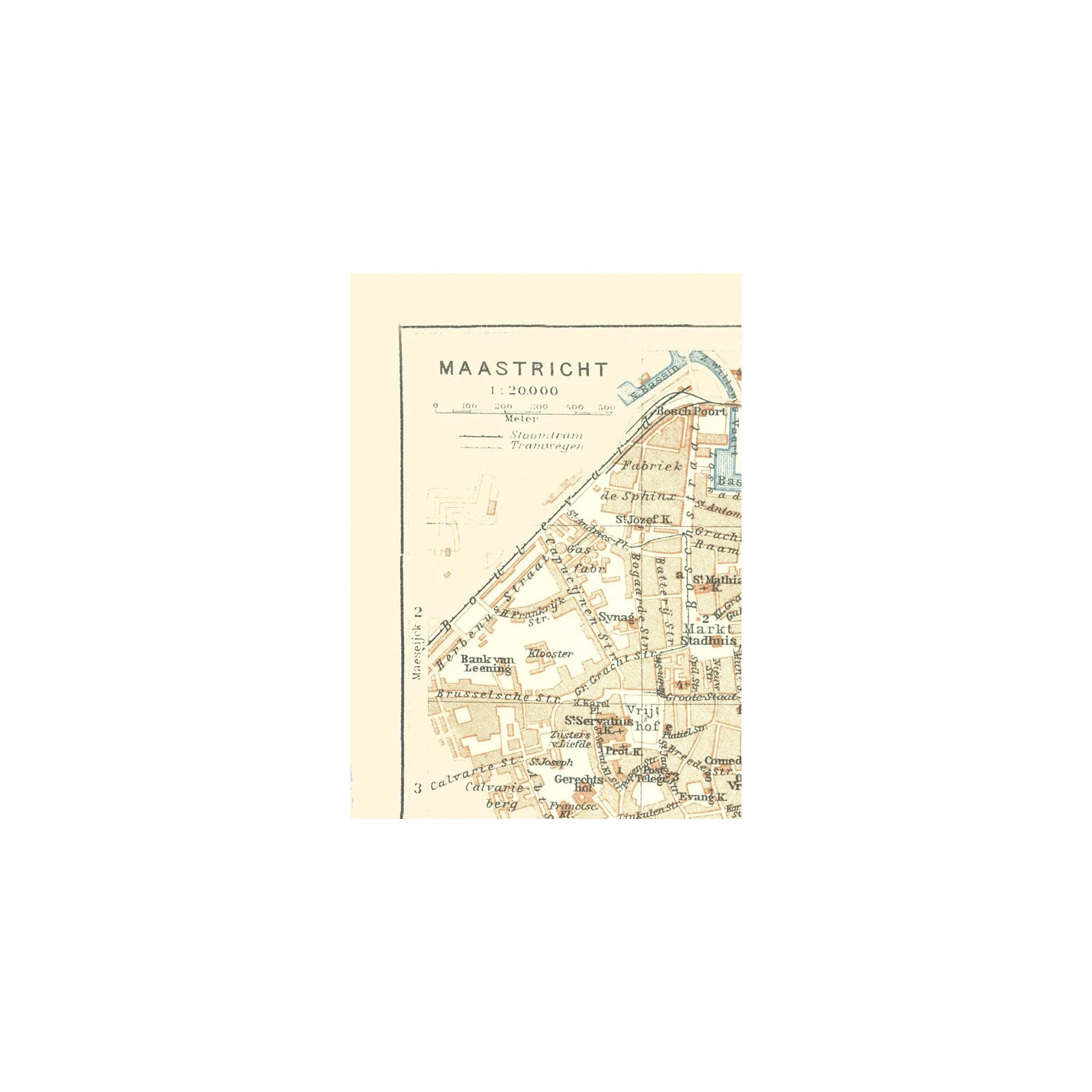 Historic Map - Maastricht Netherlands - Baedeker 1910 - Vintage Wall Art gallery