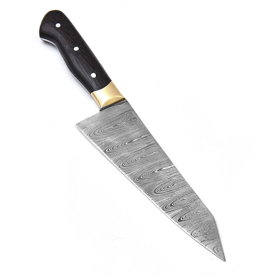 CUSTOM HAND MADE FORGED DAMASCUS STEEL BUNKA CHEF KITCHEN KNIFE 7in gallery