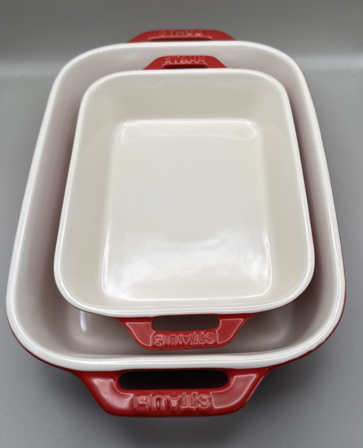 Staub Stoneware 2-pc, Rectangular Baking Dish Set, cherry gallery