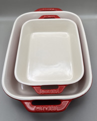 Staub Stoneware 2-pc, Rectangular Baking Dish Set, cherry