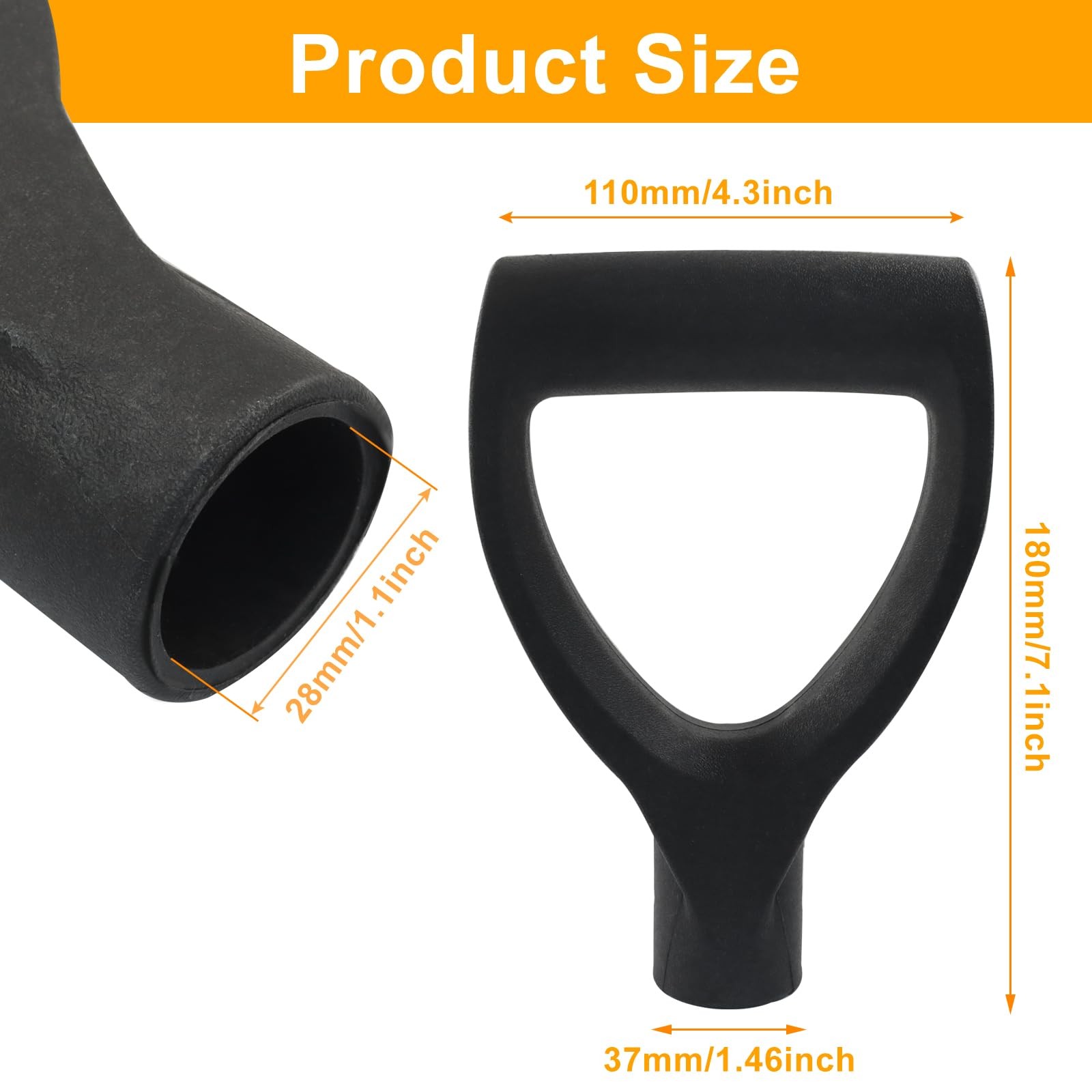 Shovel D Grip Handle, 28mm Inner Diameter Plastic Spade Handle for Digging Ra... gallery