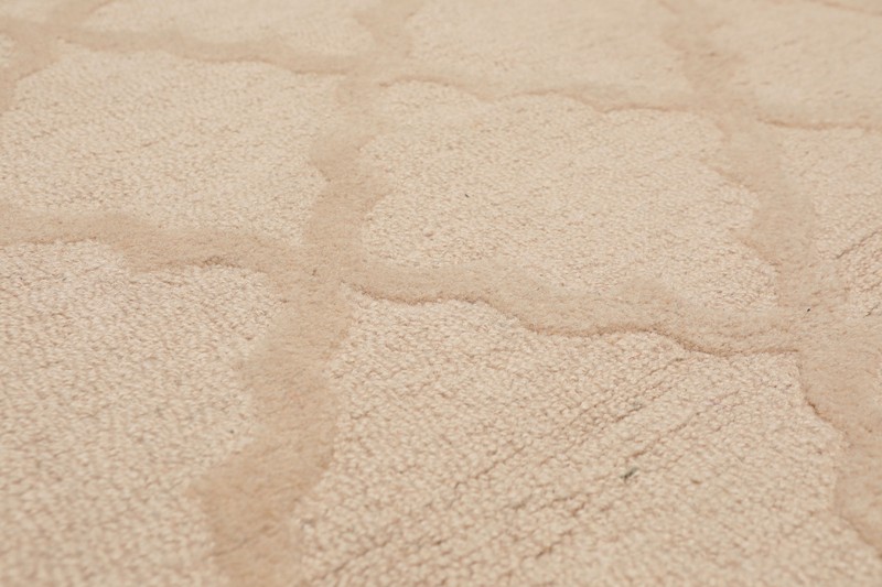 5'4" x 7'6" Handmade 100% Wool Loop & Cut Pile Area Rug Contemporary Beige gallery