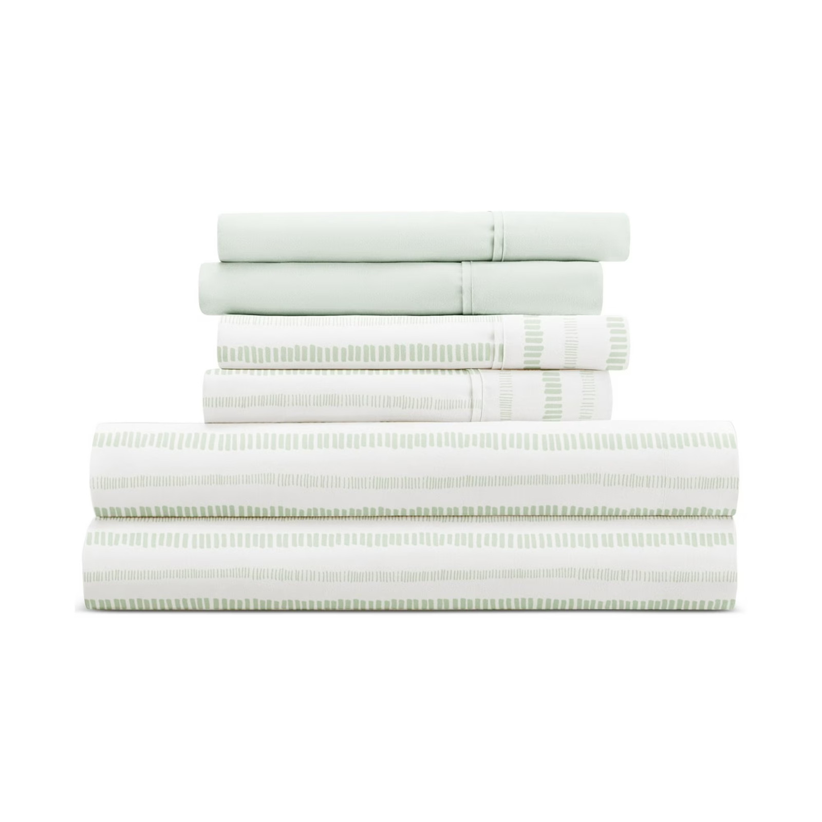 New Kaycie Gray 6-Pc. Microfiber Sheet Set,Dashed Stripe Bundle King Size Green gallery