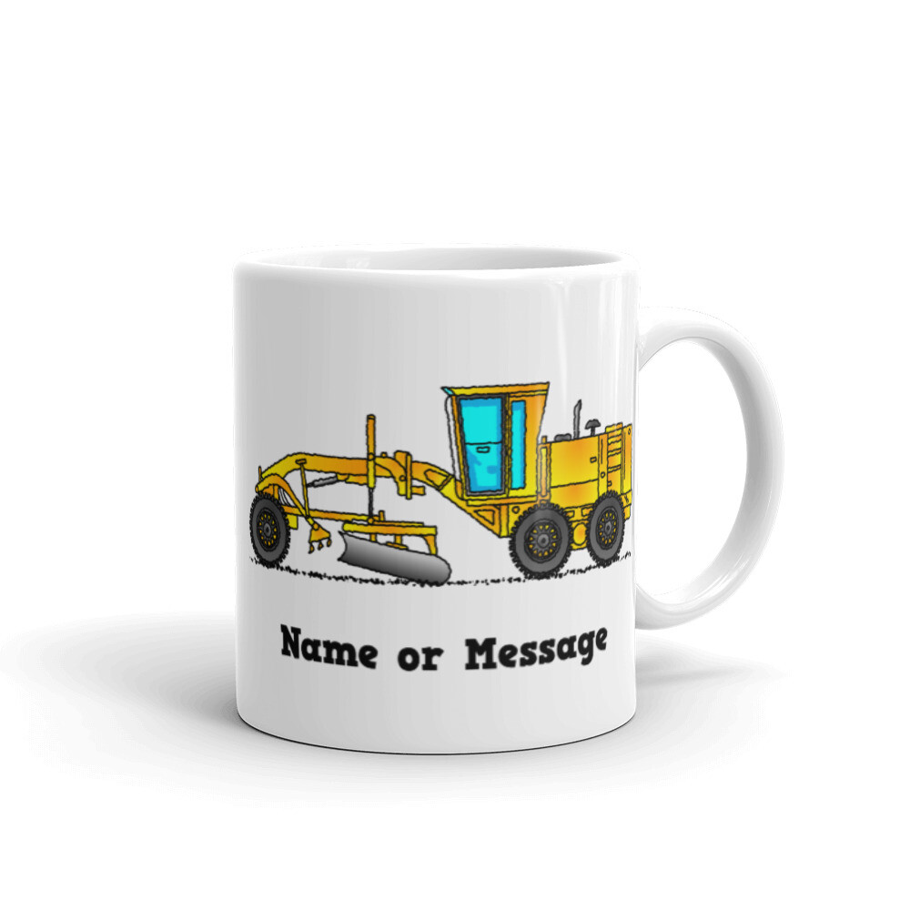 Personalized Grader Mug. Coffee Mug with Yellow Grader Scraper. Construction. gallery
