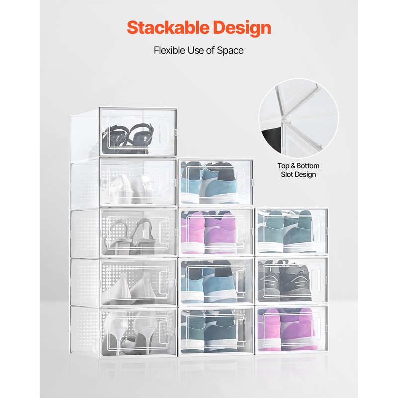 Uimoso Stackable Shoe Organizer Boxes 6/9/12 Pack for US Sizes 11/13 gallery