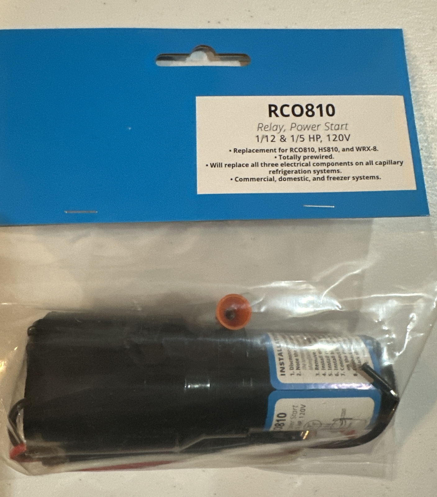 2 Pack RCO810 Refrigerator Relay Capacitor Overload RC0810 3-in-1 up to 1/5HP gallery